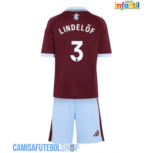 Camisa de time de futebol Aston Villa Victor Lindelof #3 Replicas 1º Equipamento Infantil 2026-27 Manga Curta (+ Calças curtas)